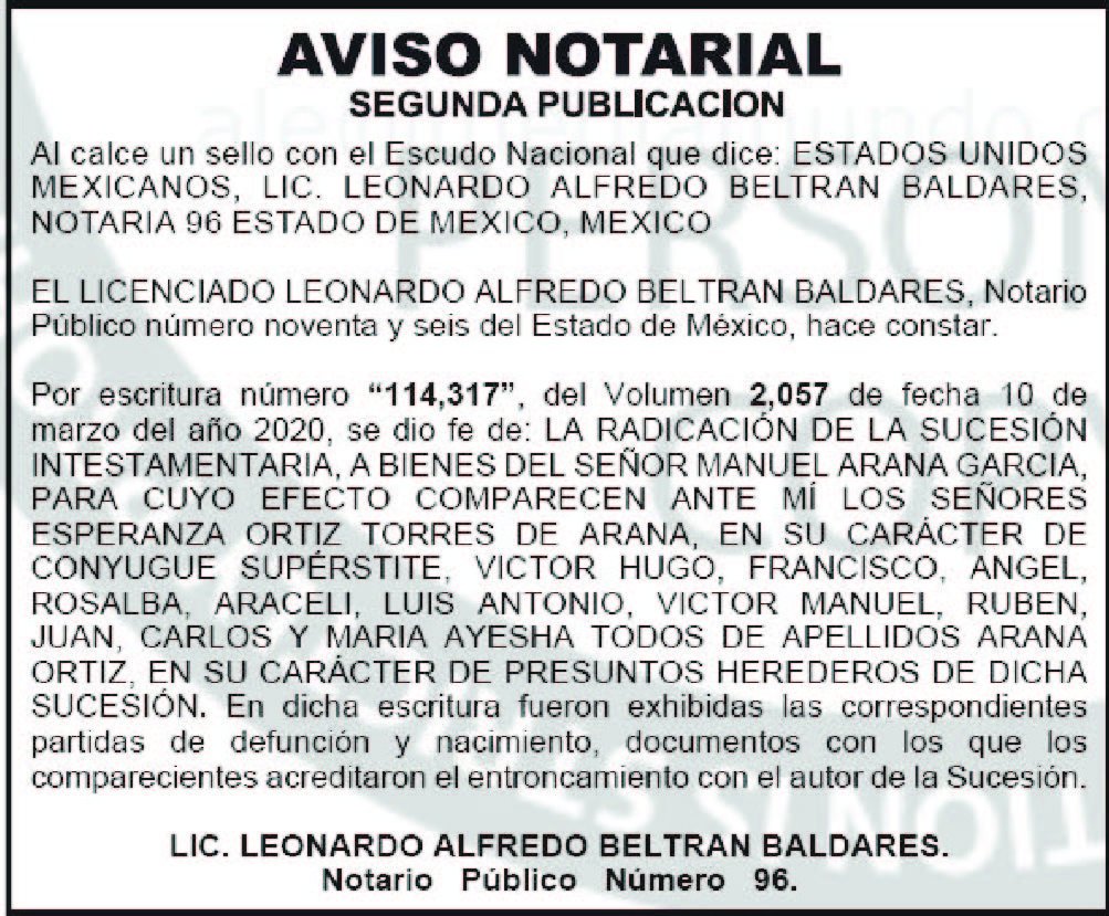 avisos notariales en el financiero
